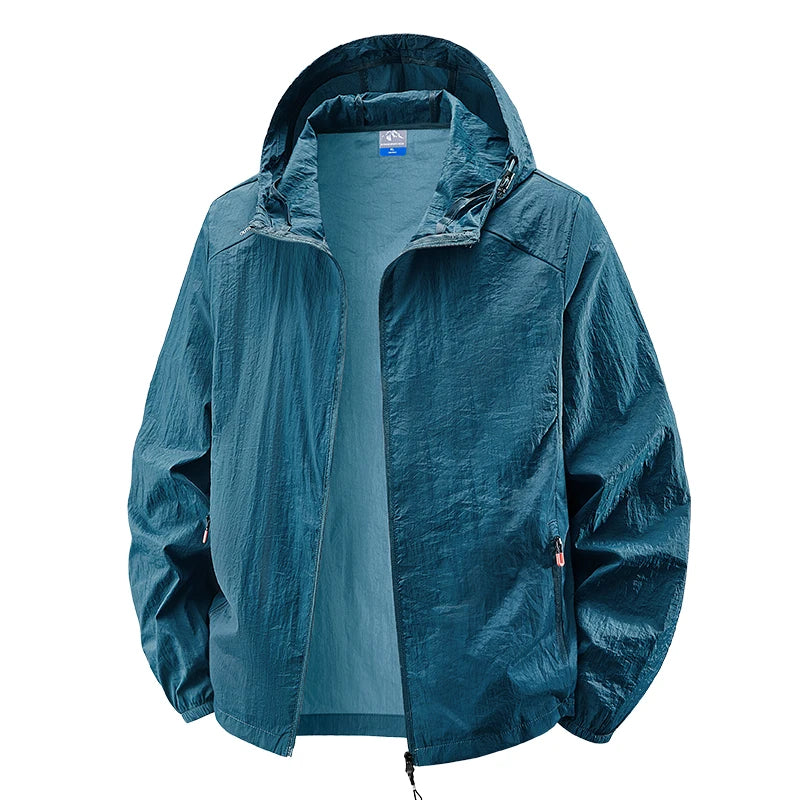Hooded Long Sleeve Full Zip Outdoor Hiking Jacket with Pockets