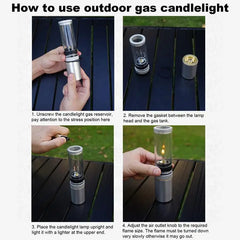 Outdoor Gas Candlelight Portable Camping Tent Gas Lamp Windproof Adjustable Gas Candlelight Lantern For Camping Accessories