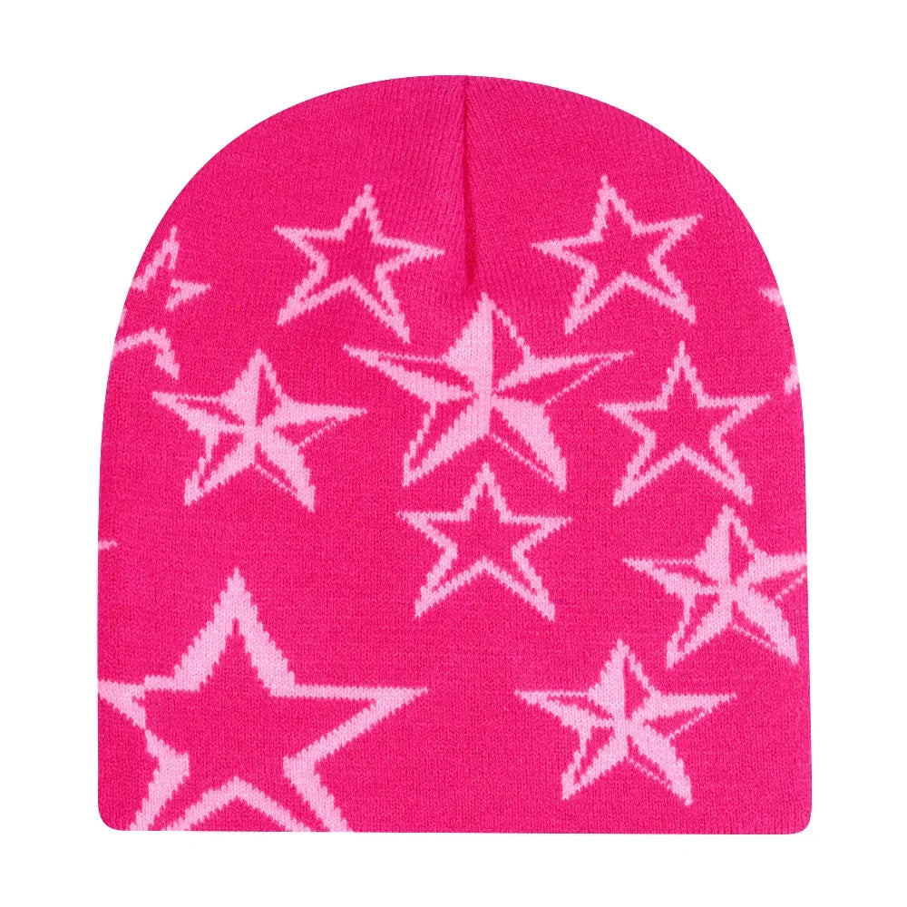 Graphic Knit Beanie with Letter and Pattern Style Options