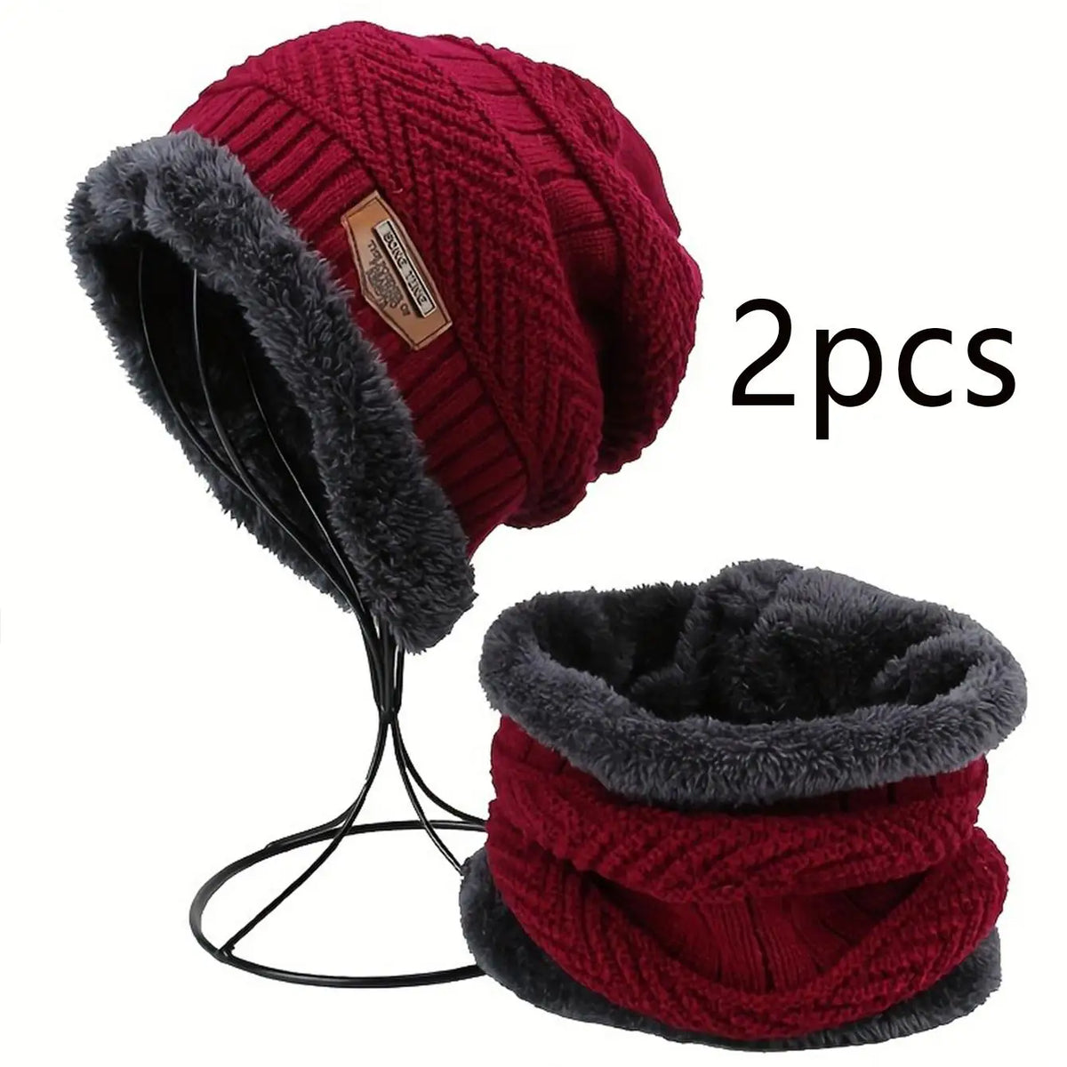 Knitted Beanie with Neck Warmer and Glove Style Options