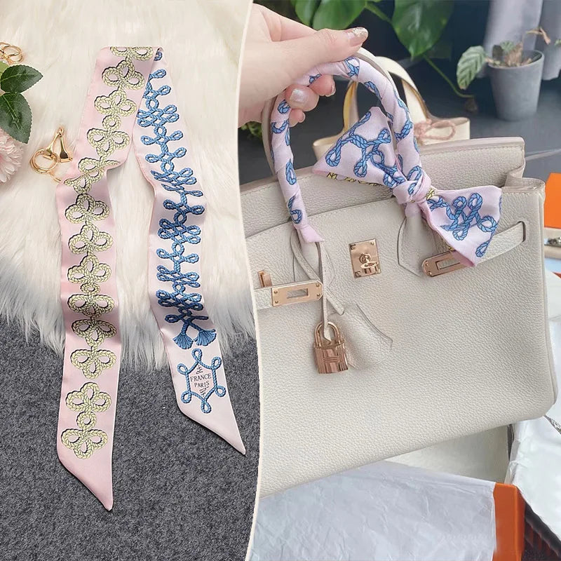 Printed Skinny Scarf for Neck and Bag Handle Styling