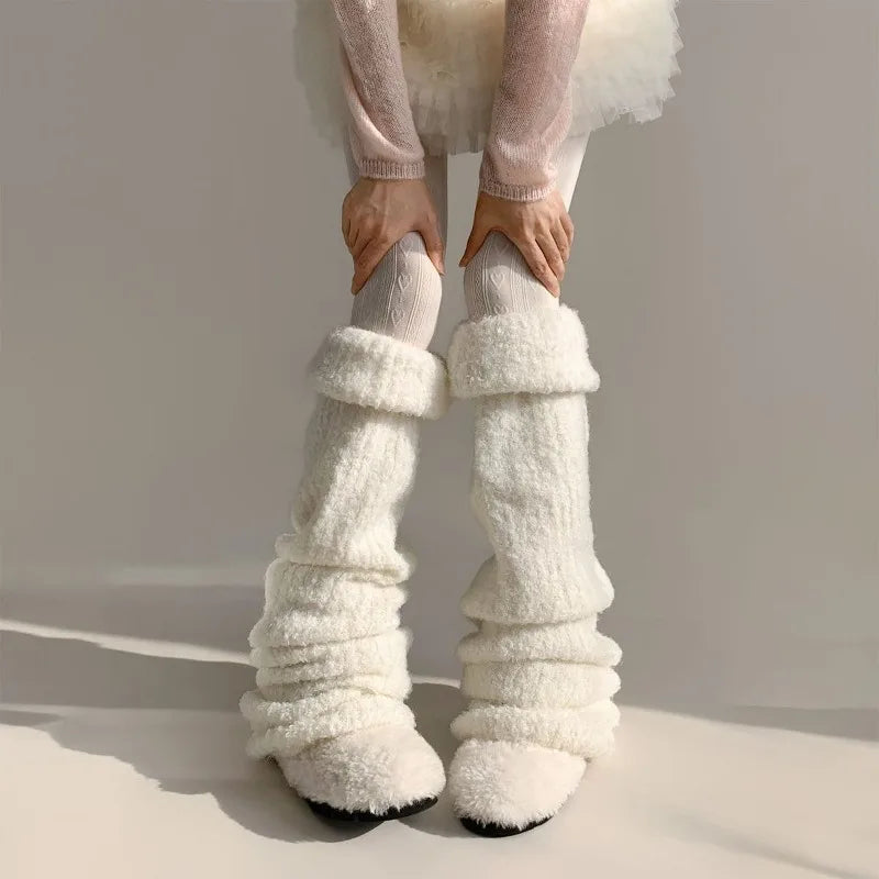 Flared Knit Leg Warmers with Slouchy Knee Length Shape