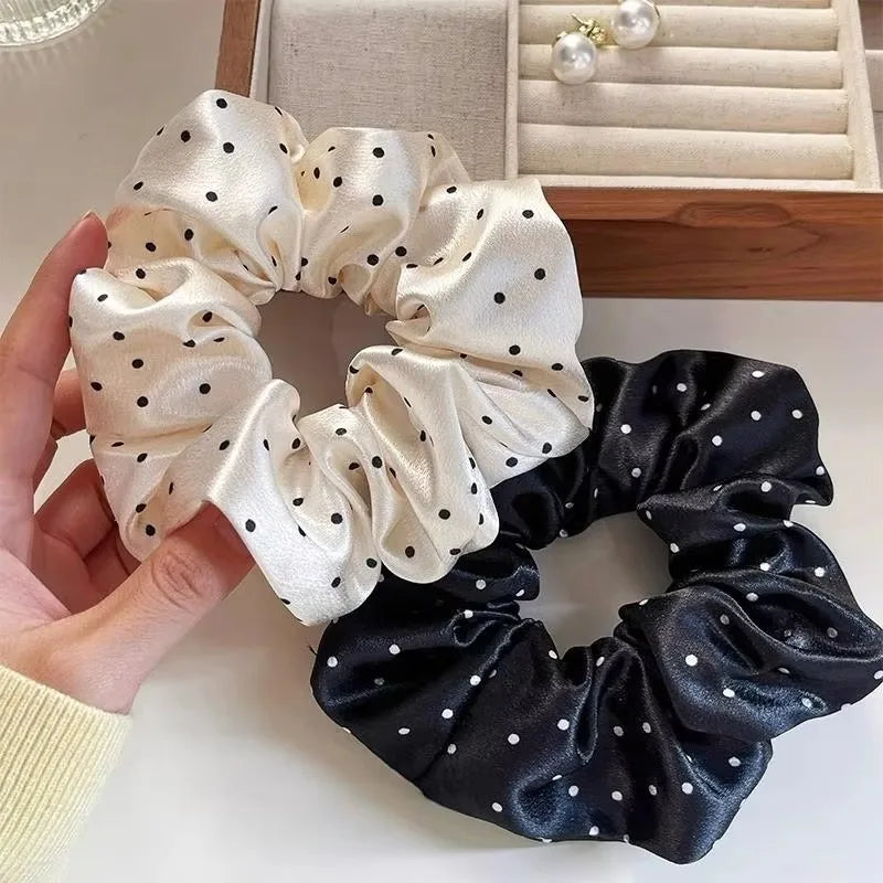 Polka Dot Fabric Scrunchie Elastic Hair Band for Ponytail Styling