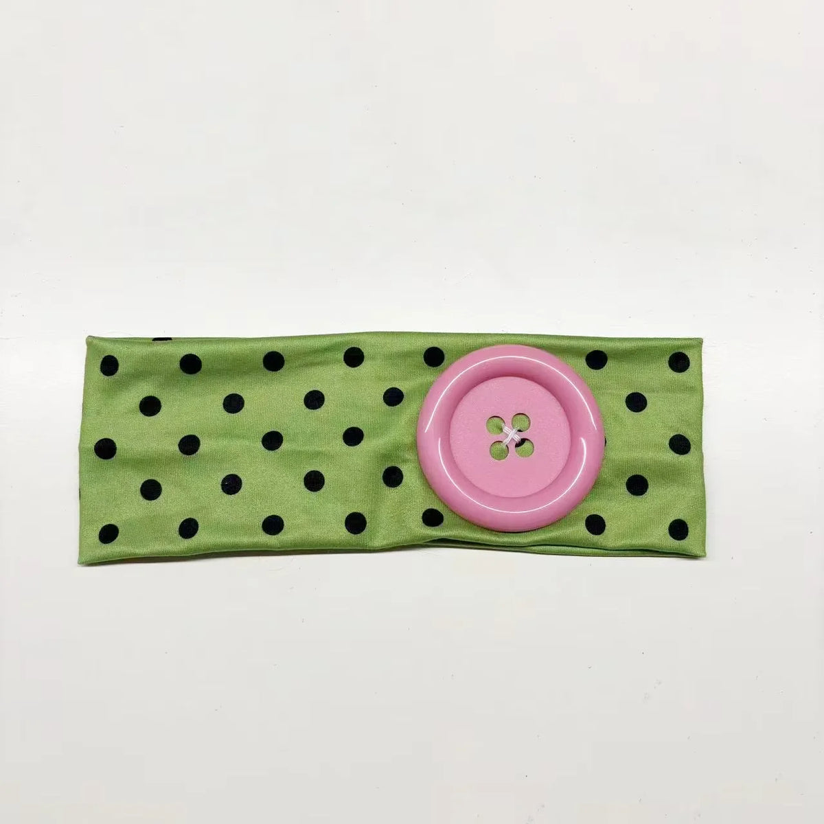 Polka Dot and Button Style Fabric Headband for Hair Styling