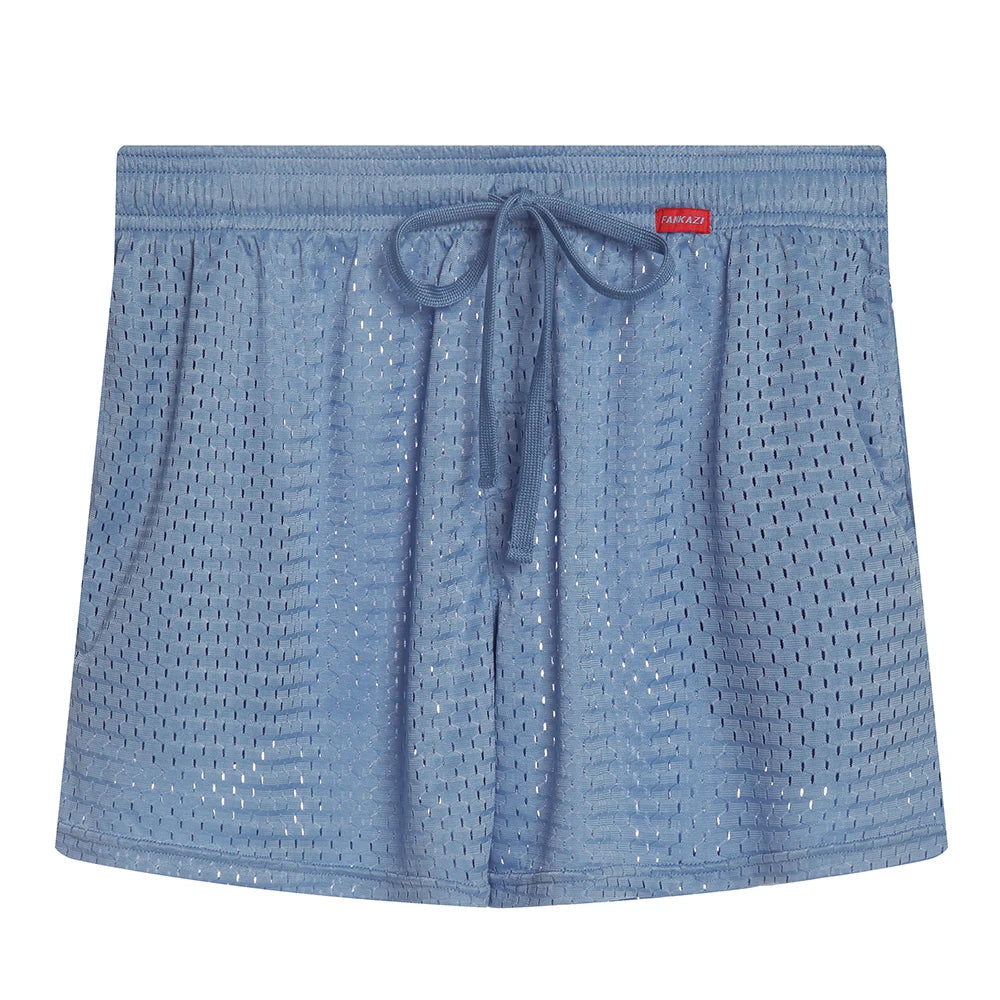 Men's Mesh Pocket Drawstring Sleep Shorts for Home Wear