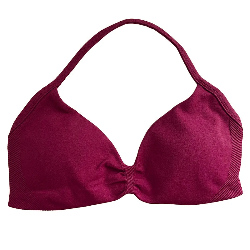 Women's Ruched Halter Neck Sports Bra