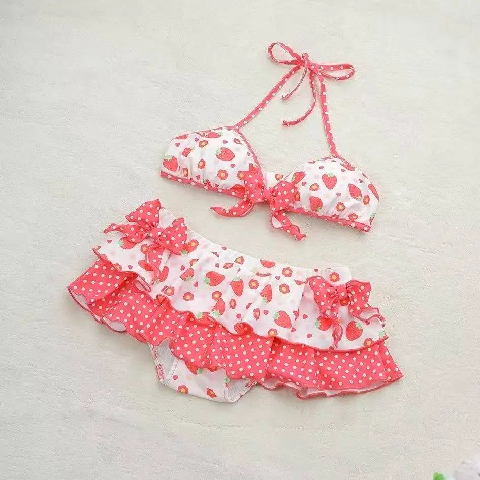 Ruffle Detail Printed Halter Bikini