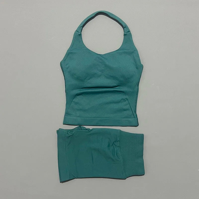 Women's Halter Tank And Shorts Yoga Set For Workout Outfits