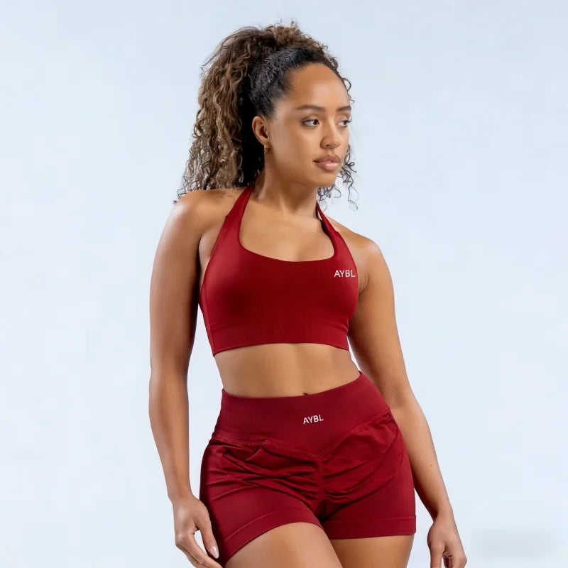 Women's Halter Tank And Shorts Yoga Set For Workout Outfits