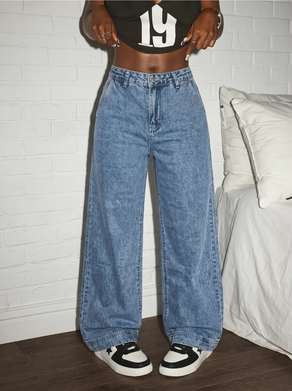 Women's Elastic Waist Heart Pocket Denim Jeans For Everyday Outfits