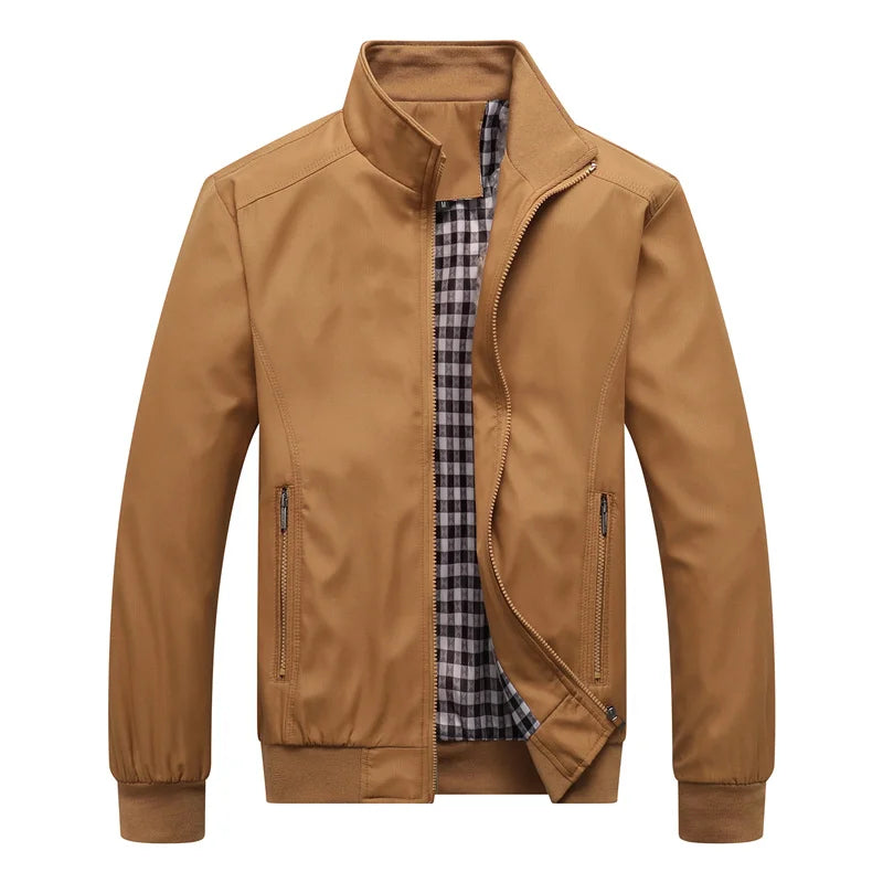 Men's Solid Zip-Front Bomber Jacket