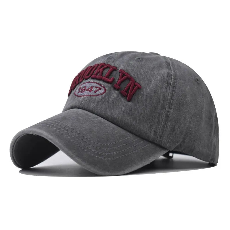 Letter Embroidered Washed Look Baseball Cap with Adjustable Back