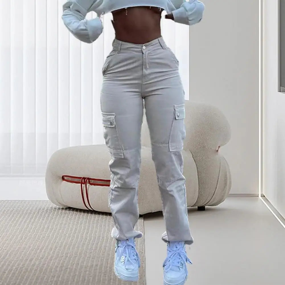 Women's Cargo Pants with Relaxed Legs and Flap Side Pockets
