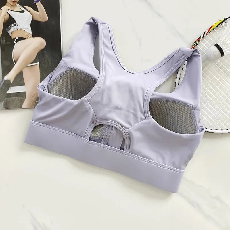 Women's Front Zip Keyhole Racerback Sports Bra