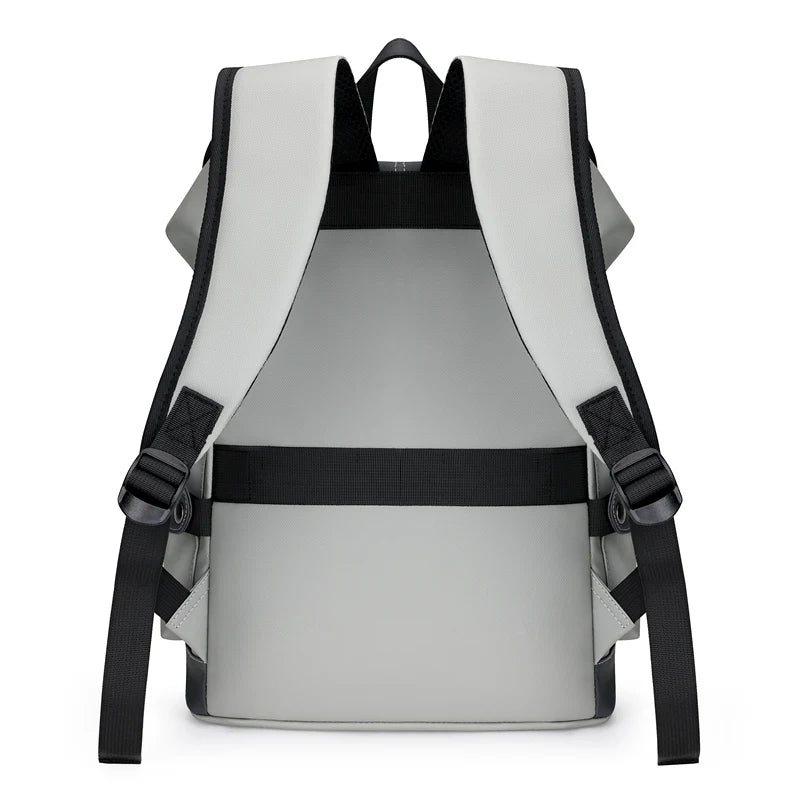 Men's Flap Backpack with Contrasting Panels and Buckle Strap Details