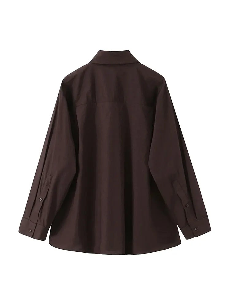 Women's Long Sleeve Blouse with Scarf Neck Detail