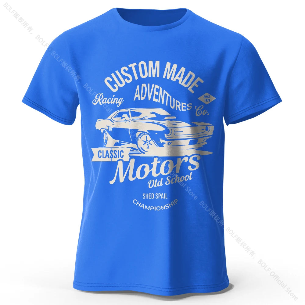 Men's Cotton Motors Graphic Short-Sleeve Oversized T-Shirt