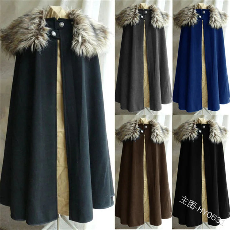 Long Plush Collar Cape for Layering over Outfits