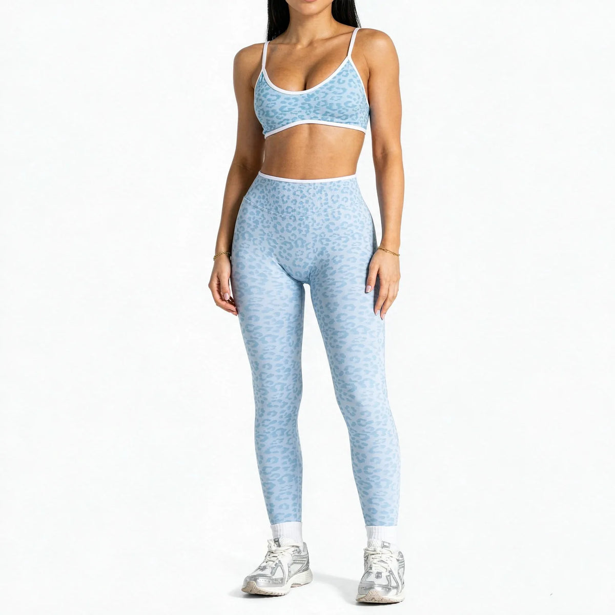 Women's Leopard Bra And Bottoms Yoga Set For Workout Outfits