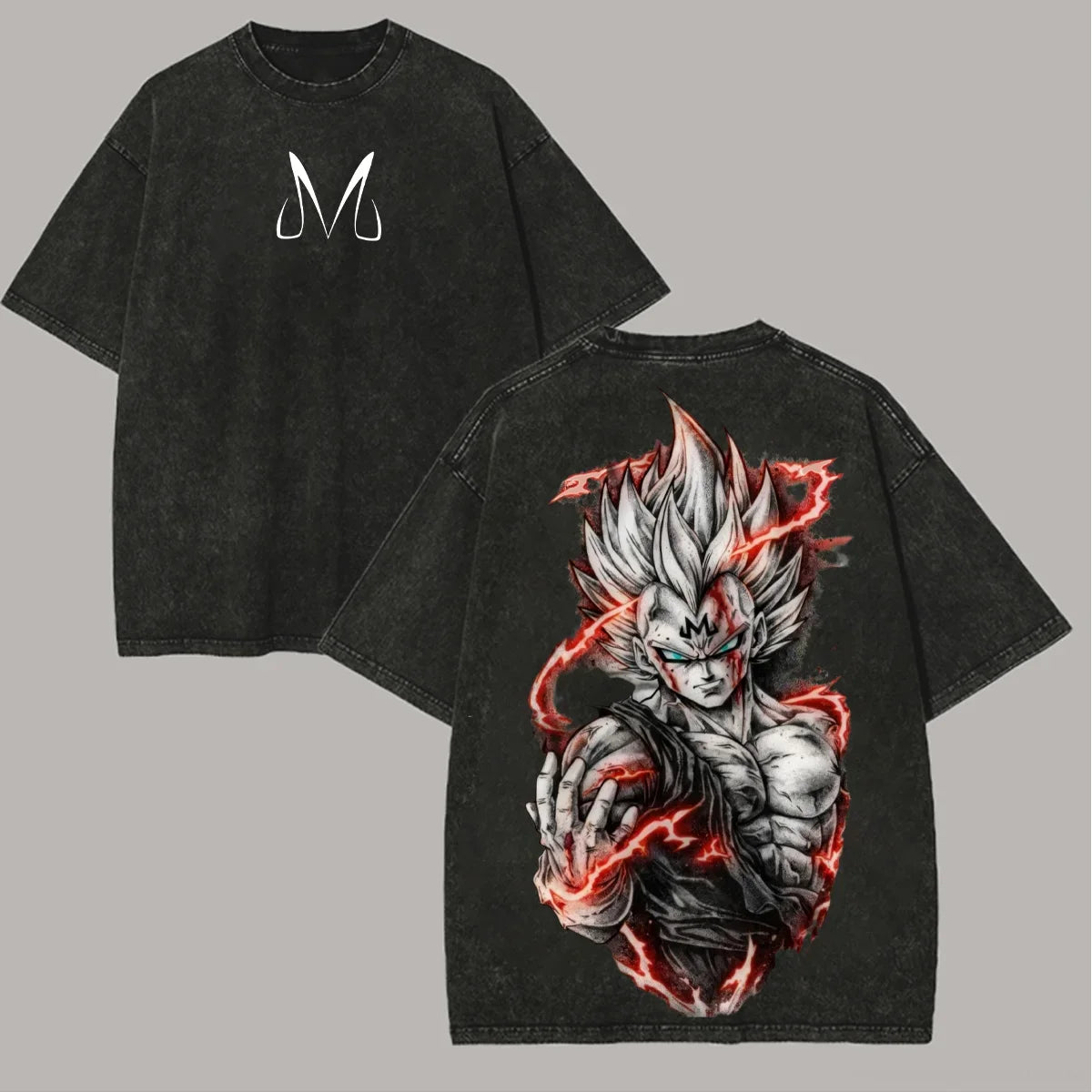 Dragon Ball Z Majin Vegeta Vintage Washed Oversized T-Shirt Cotton Streetwear Tee