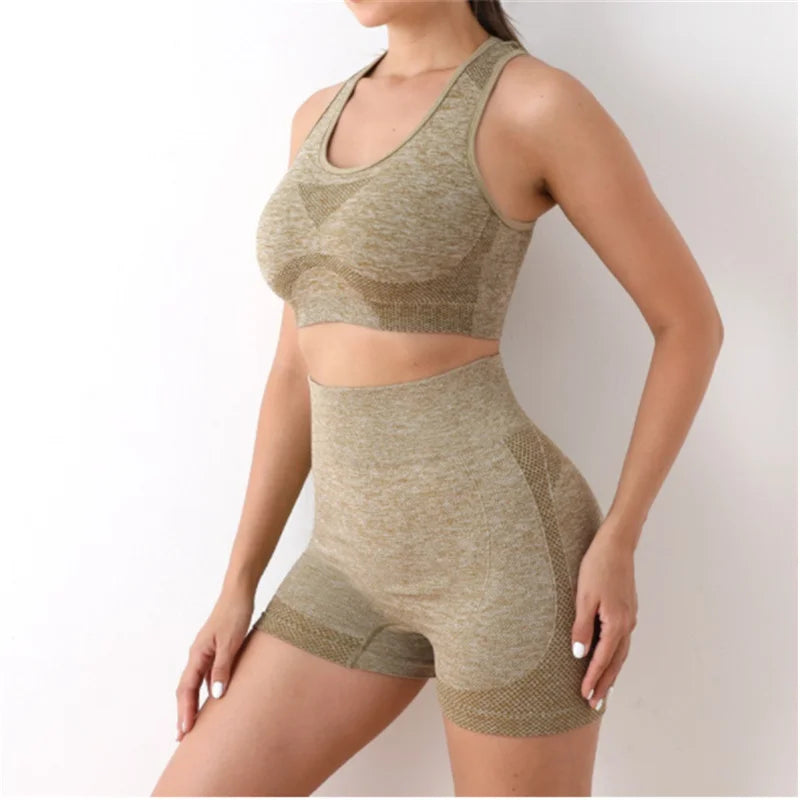 Women's Racerback Bra And Shorts Yoga Set For Workout Outfits