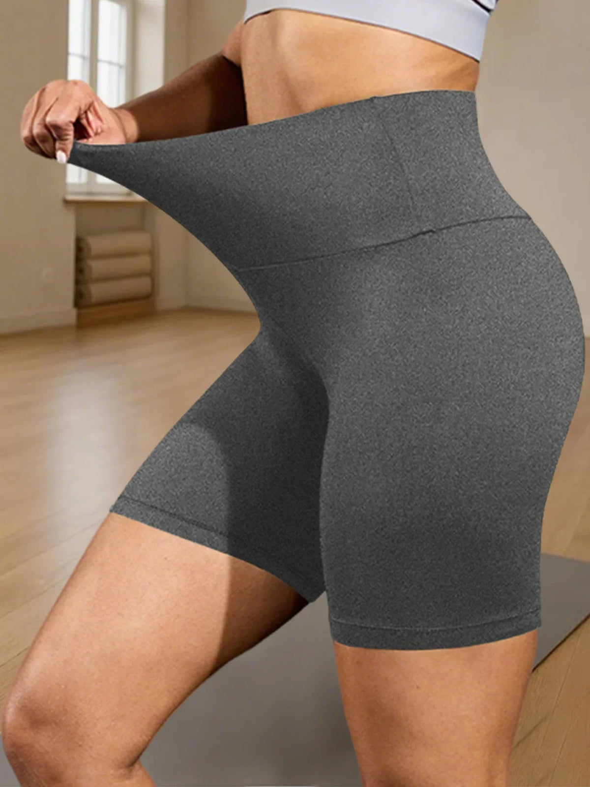 Women's High Waist Polyester Blend Biker Shorts for Yoga and Running