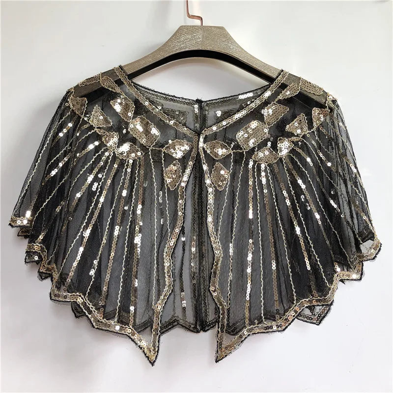 Beaded Sequin Capelet for Layering over Dresses and Tops