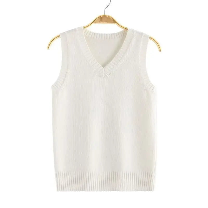Women's V Neck Sleeveless Knit Vest Casual Knit Layer