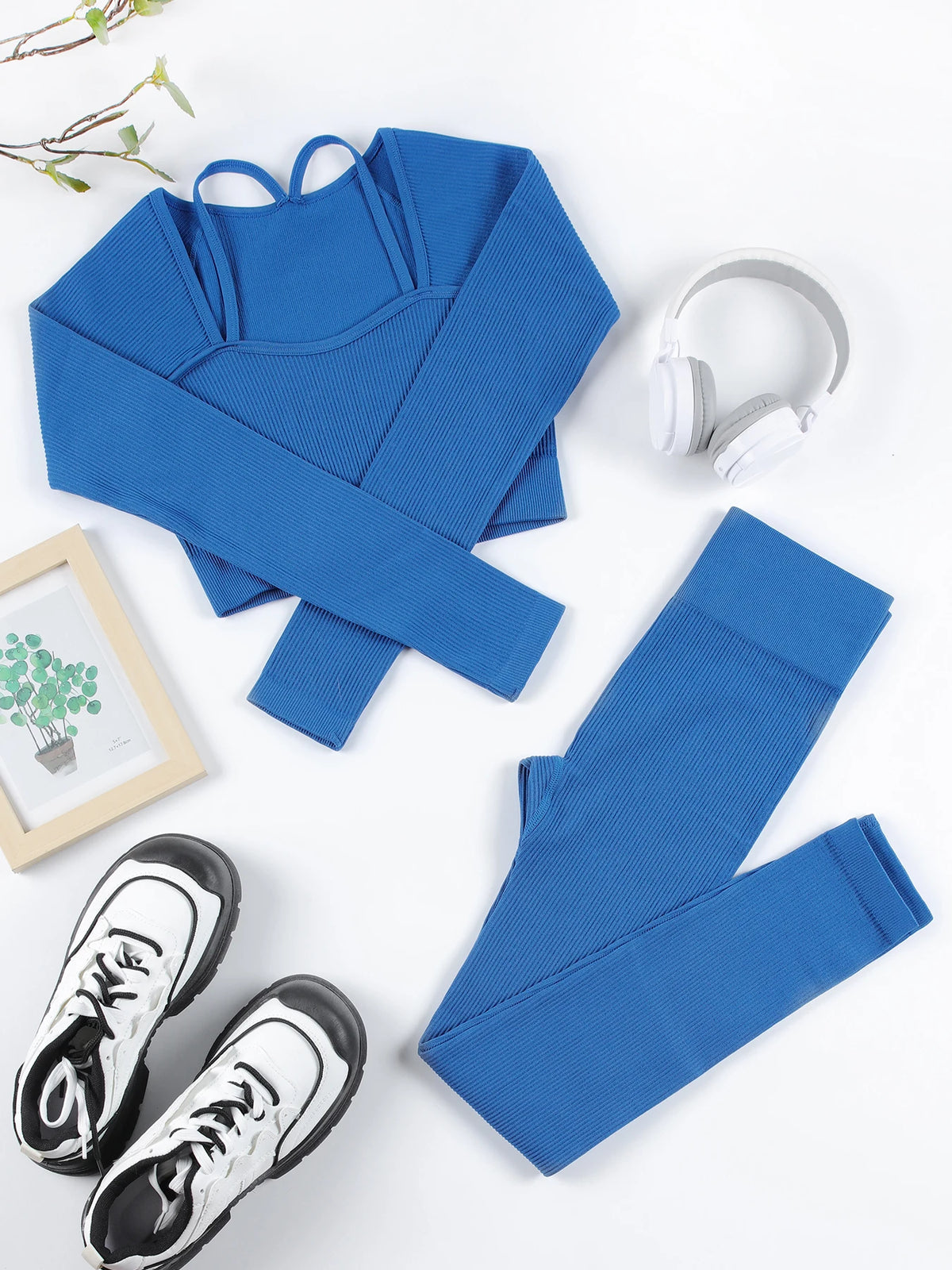 Women's Ribbed Full Length Leggings For Workout Outfits