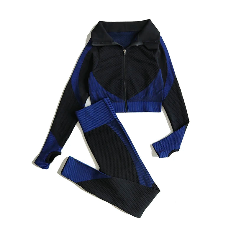 Women's Zip Jacket Bra And Leggings Yoga Set