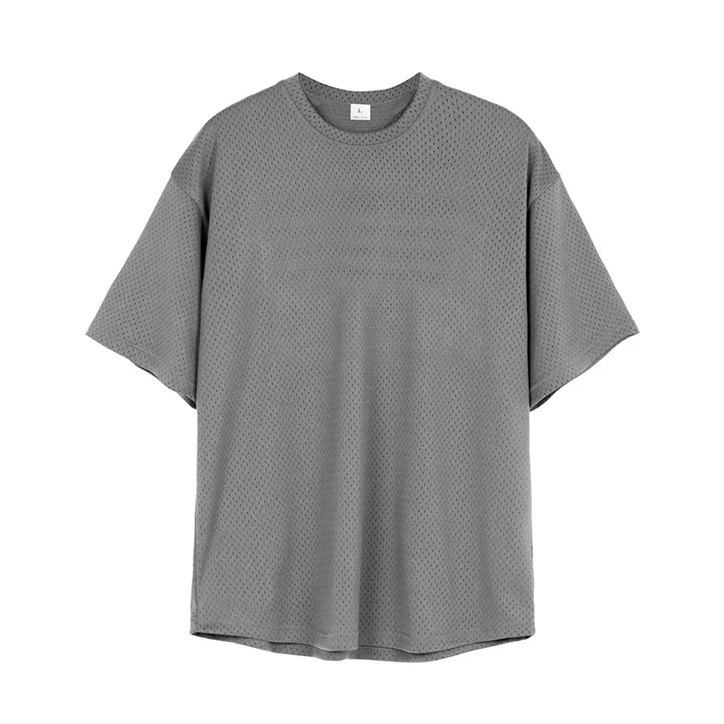 Plain Oversized Mesh Short Sleeve T-shirt For Sports Outfits