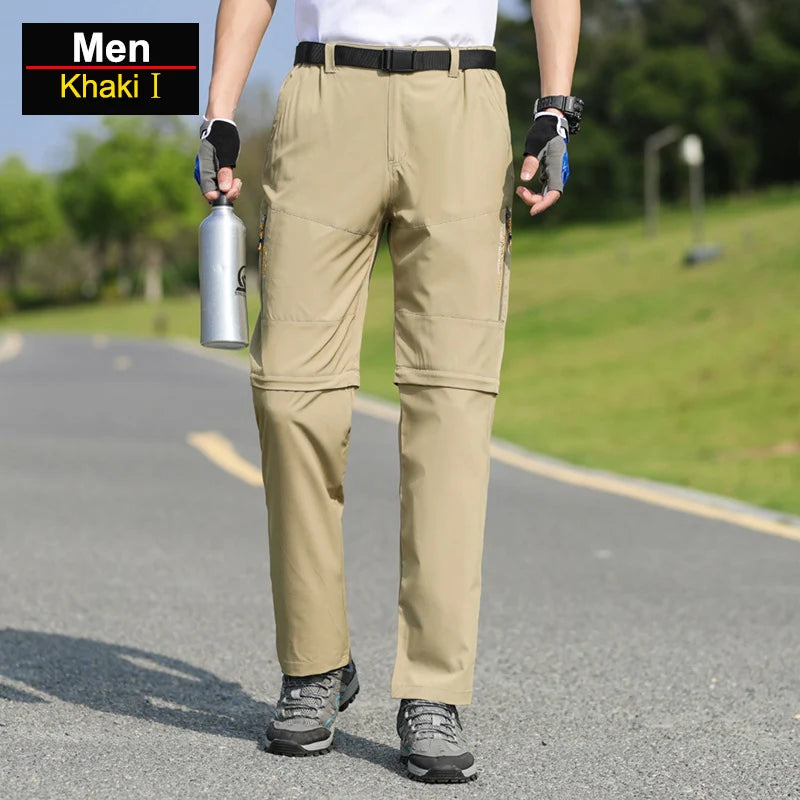 Men's Convertible Hiking Pants with Cargo Pockets and Detachable Legs