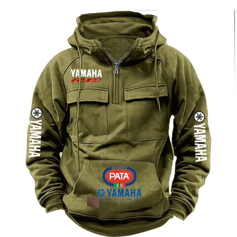 Men's Workwear-Inspired Moto-Graphic Zip-Front Hoodie