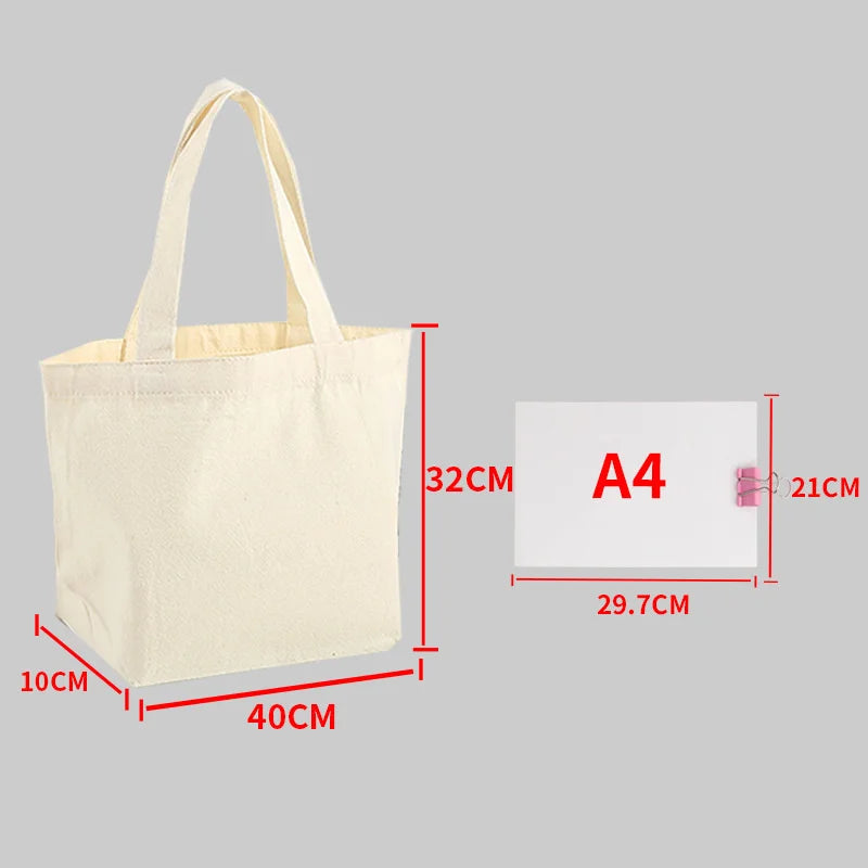 Plain Canvas Style Tote Bag with Long Shoulder Handles