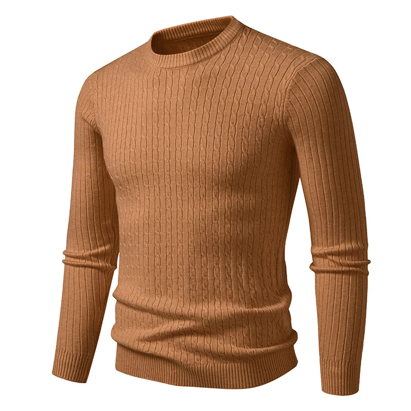 Men's Ribbed Crew Neck Long Sleeve Sweater