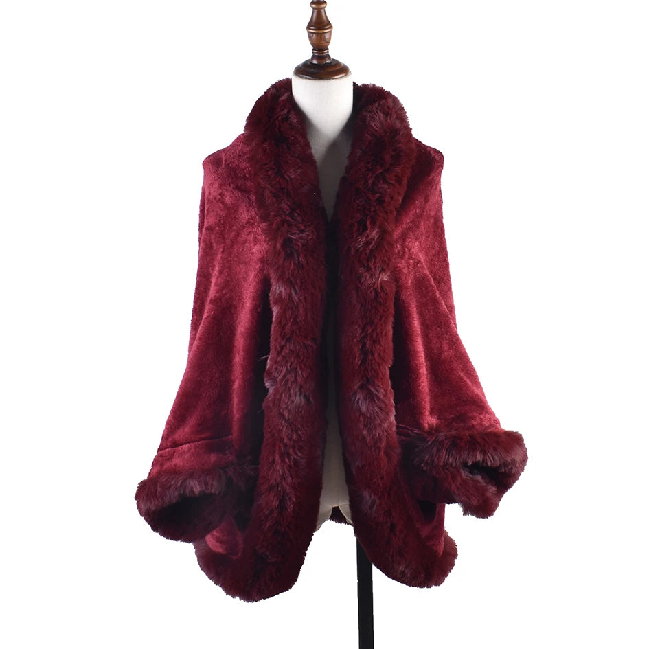 Plush Open Front Drape Cape for Layering over Outfits
