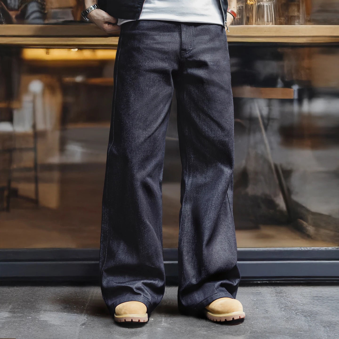 Men's Wide Leg Denim Jeans for Casual Everyday Wear