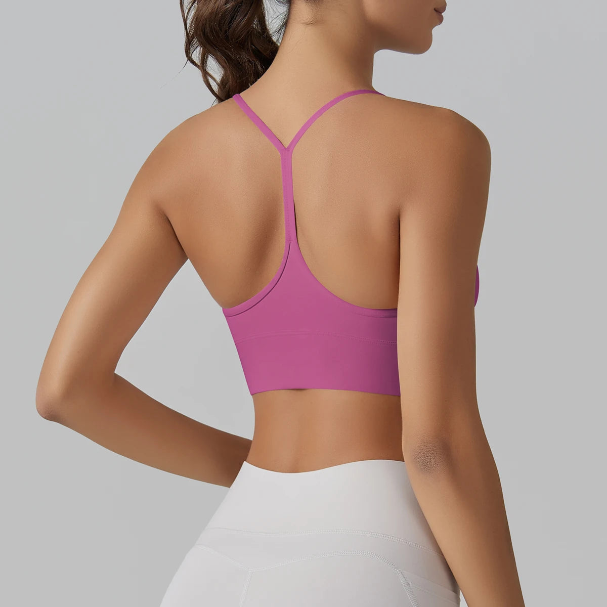 Women's Nylon Blend Y Back Sports Bra with a Fitted Stretch Shape