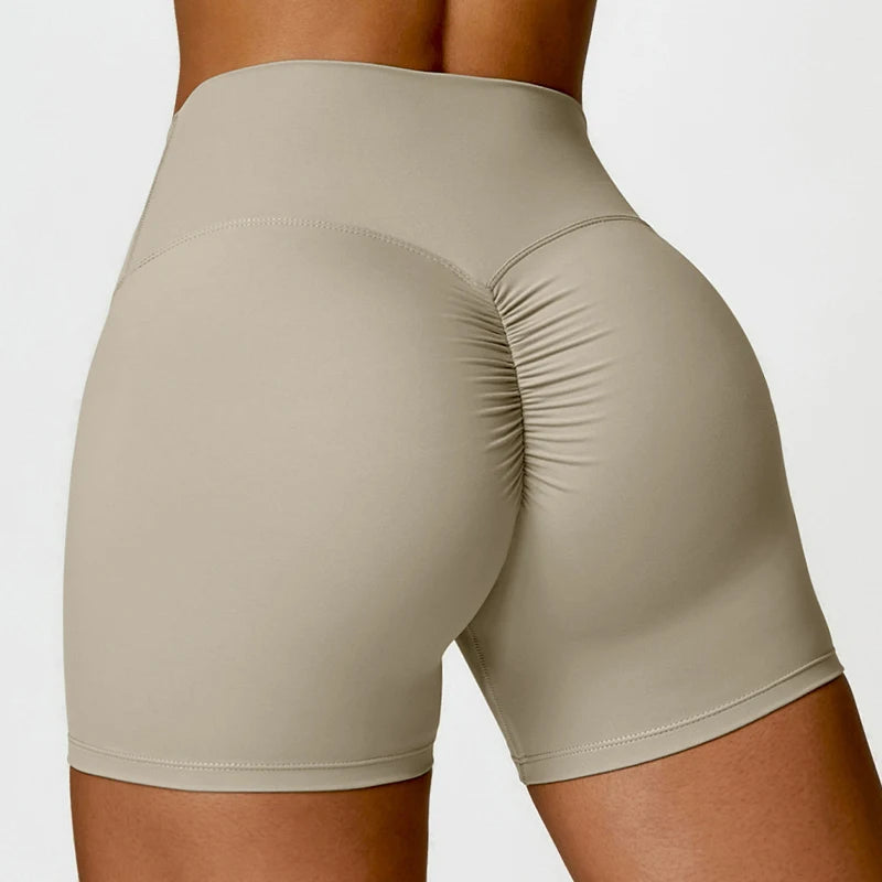 Women's Ruched Back High Waist Nylon Blend Shorts for Yoga