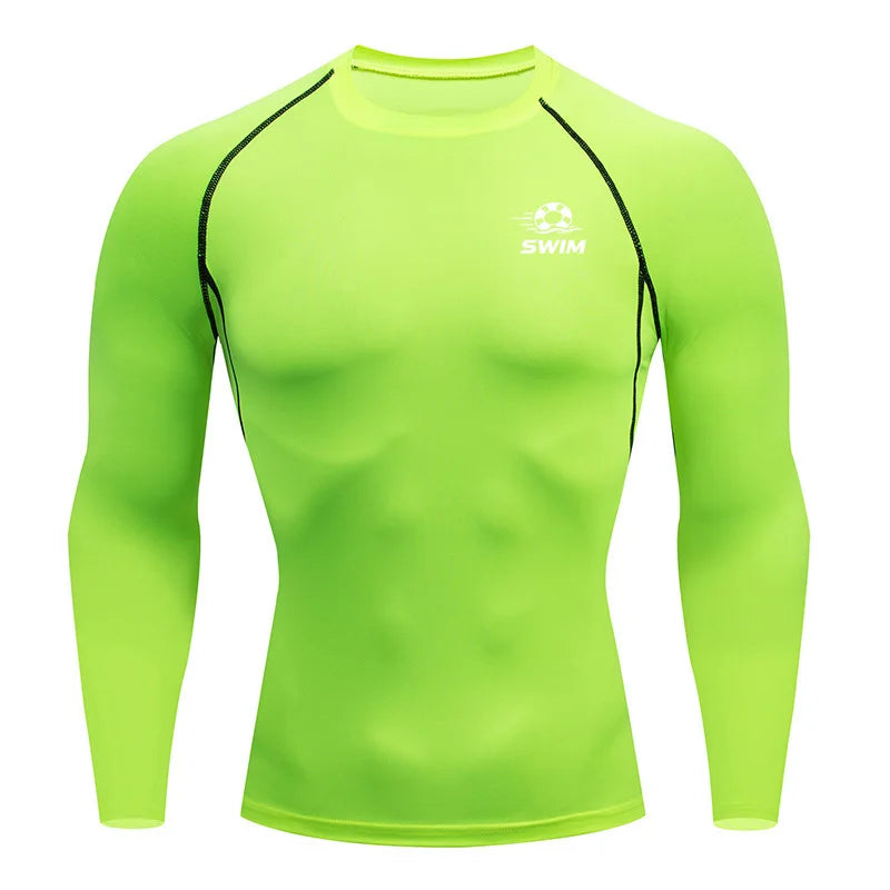 Men's Printed Long Sleeve Rash Guard for Swimming and Surfing