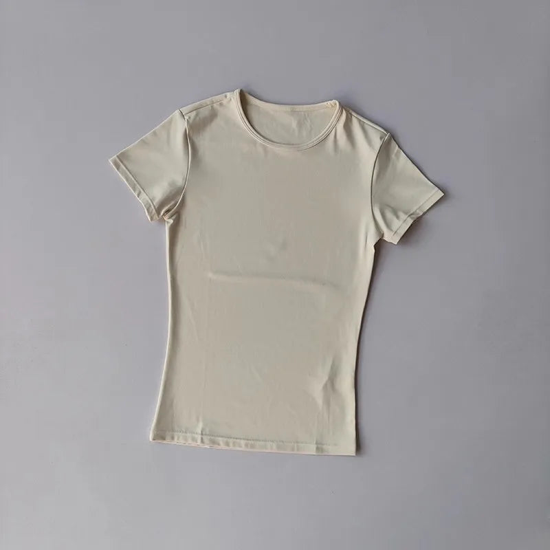 Short Sleeve Fitted Crew Neck Yoga Training T Shirt