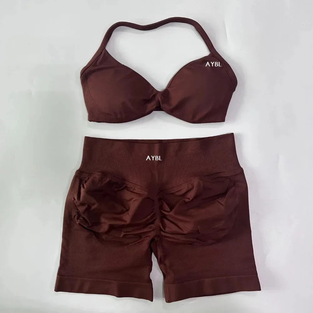 Women's Halter Tank And Shorts Yoga Set For Workout Outfits
