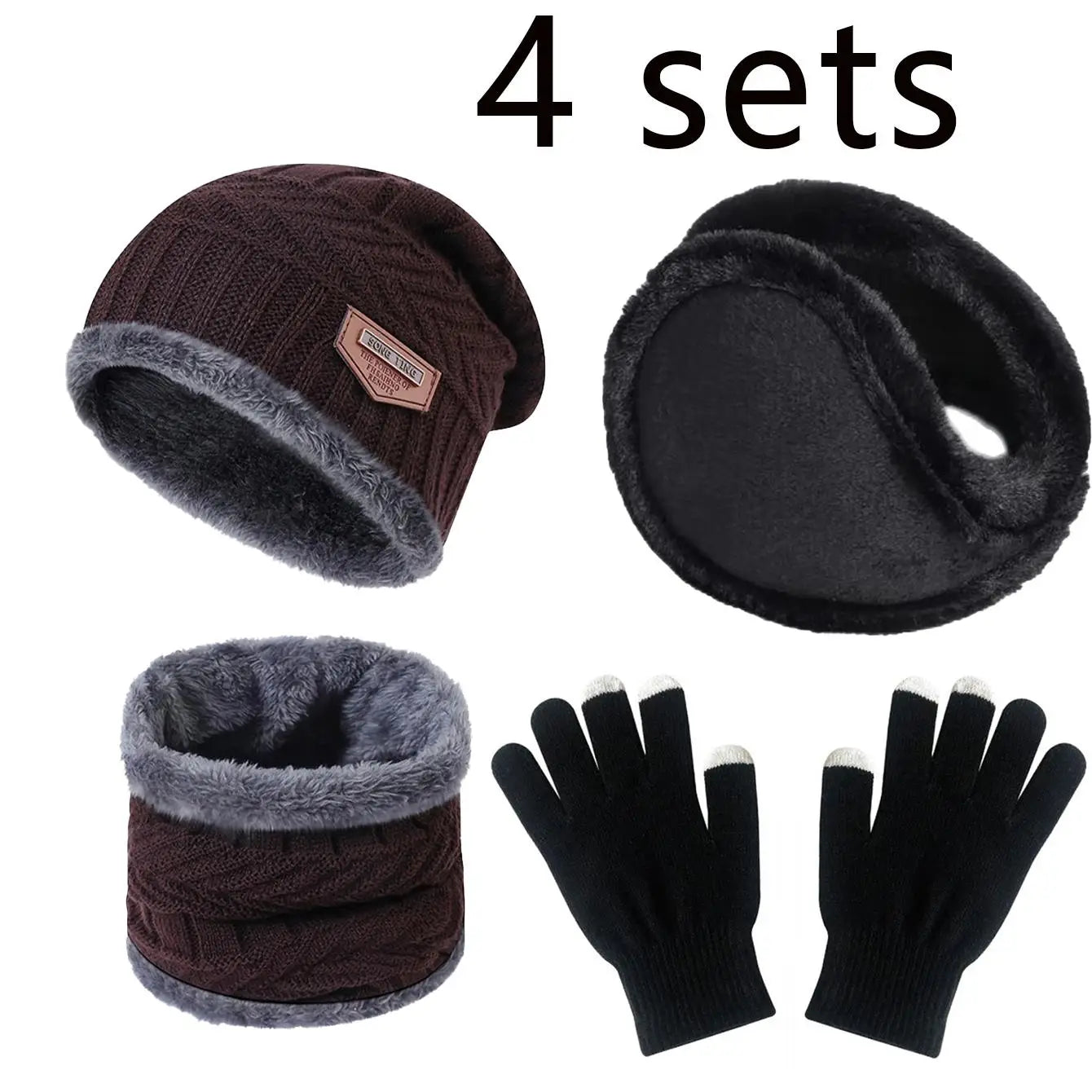 Knitted Beanie with Neck Warmer and Glove Style Options