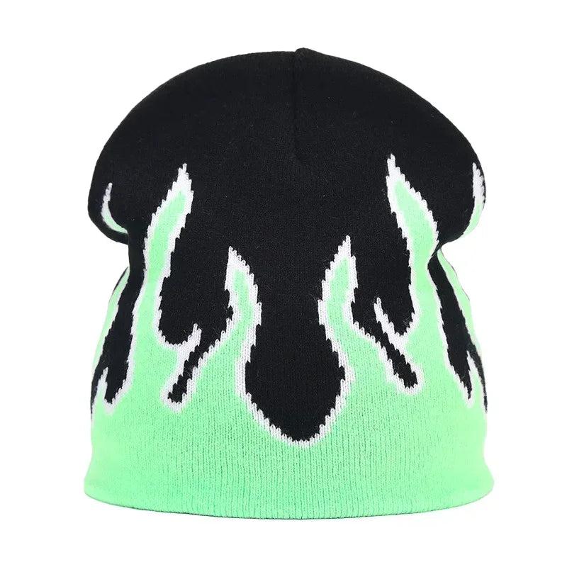 Graphic Knit Beanie with Letter and Pattern Style Options