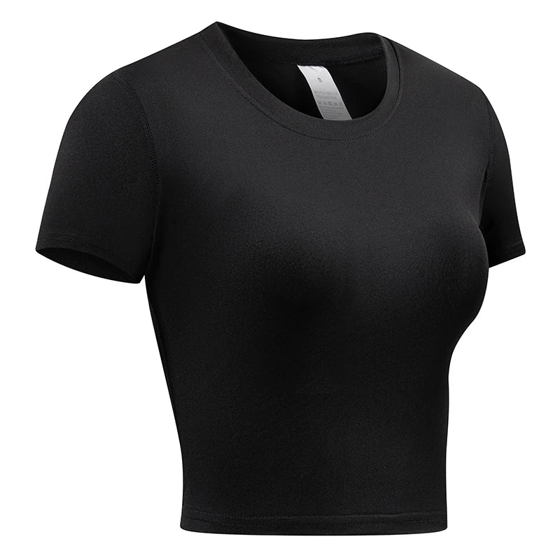 Women's Crew Neck Fitted Short Sleeve T-shirt For Workout Outfits