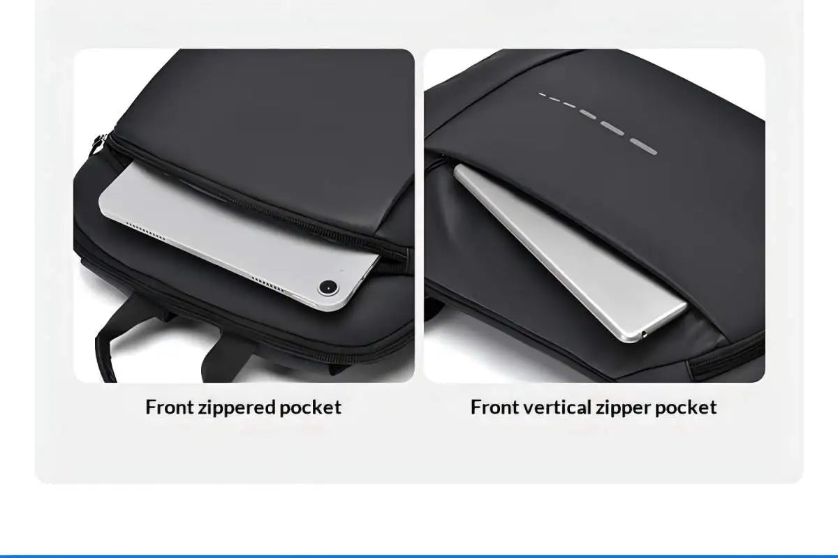 Rectangular Laptop Backpack with Front Pockets and Carry Handle