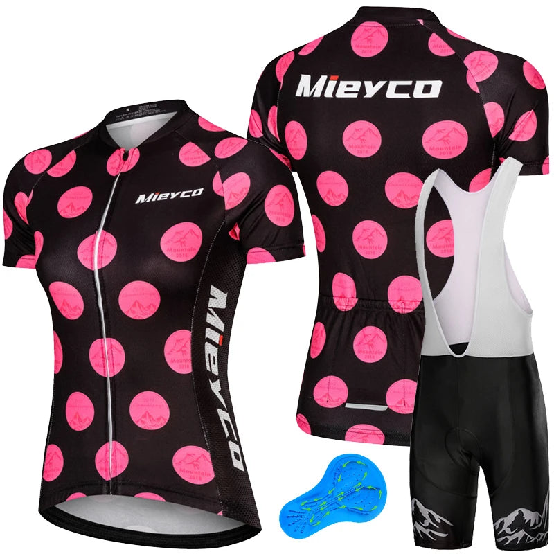 Women Short Sleeve Cycling Jersey Set Summer Bike Bib Shorts Suit