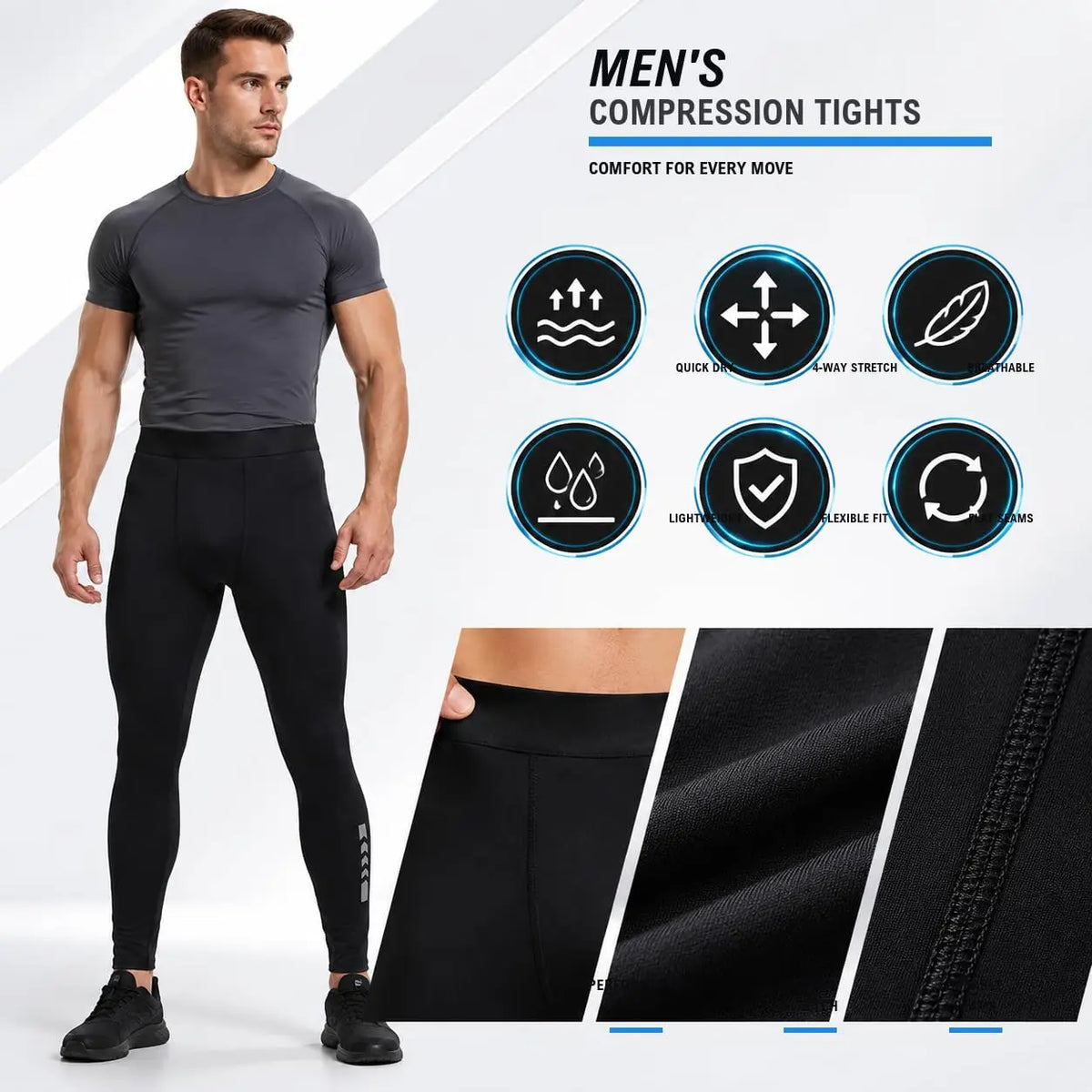 Men's Fitted Training Leggings for Gym and Running