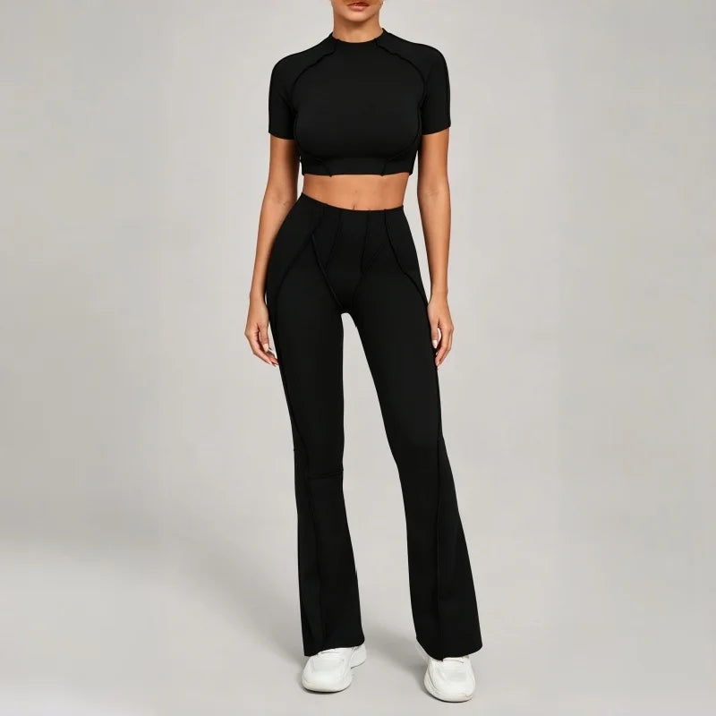 Women's Contrast Seam Bra And Leggings Yoga Set