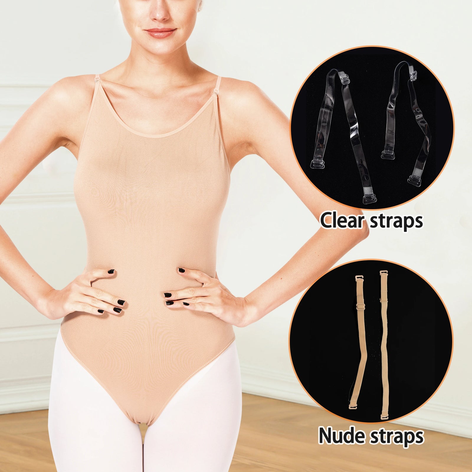 Camisole Ballet Undergarment Leotard with Thin Straps and Low Back